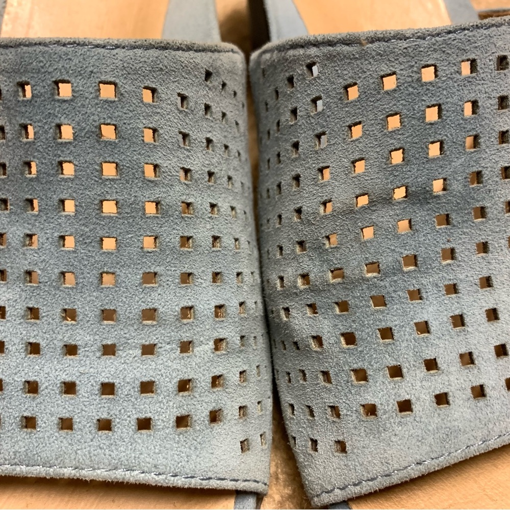 Earth Perforated Blue Suede Mules - Picture 5 of 8